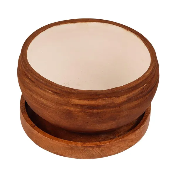 Bowl_Ceramic_Succulent_Cactus_Planter_Pots_With_Wooden_Plate_For_Home,_Living_Room,Indoor,Outdoor_Gifts_For_Diwali_Decoration_Pot_Container(Antique,Plate_Beach_Wp5)Set_Of_4