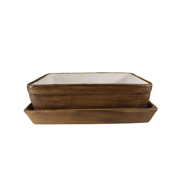 Rectangle_With_Tray_Plate_Ceramic_For_Indoor_Plants,Planters,Flower,Gamla_For_Outdoor,Balcony,Home,Garden,Office_Decor,Bonsai_Pot,Succulent_Pot(Antique,Plate:Antique)