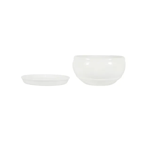 Bowl_Small_White_With_Plate_White_R4_Ceramic_Pots_For_Indoor_Plants,Planters,Flower,Gamla,Outdoor,Balcony,Home,Garden,Decor,Succulent(Bowl-H-8Cmxd-15Cm,Plate-H-2Xd-13Cm)