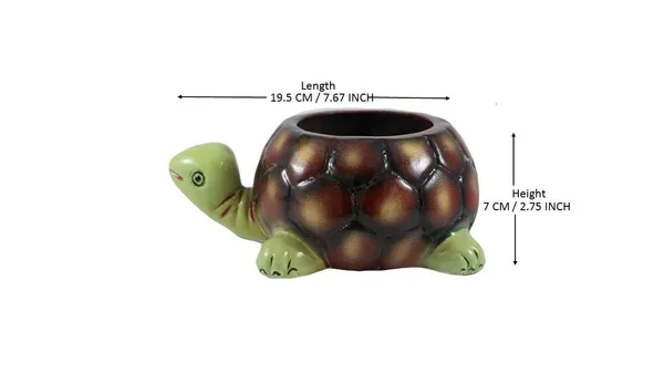 Tortoise_Big_Ceramic_For_Indoor_Plants,Planters,Flower,Outdoor,Balcony,Home,Garden,Office_Decor,Succulent_Pot(Hand_Painted_Green_Neck)(L:19.5_Cm,W:13.5_Cm,H:7_Cm)