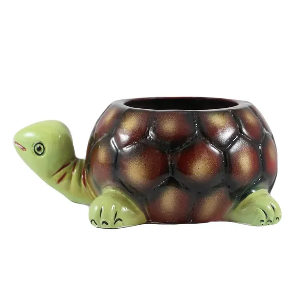 Tortoise_Big_Ceramic_For_Indoor_Plants,Planters,Flower,Outdoor,Balcony,Home,Garden,Office_Decor,Succulent_Pot(Hand_Painted_Green_Neck)(L:19.5_Cm,W:13.5_Cm,H:7_Cm)
