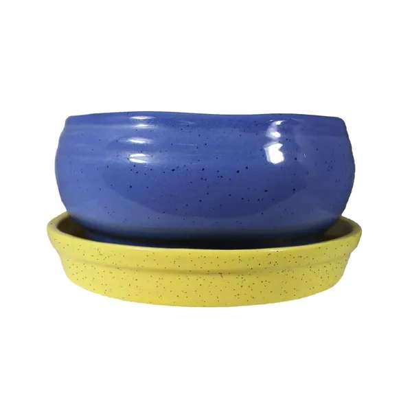 Bowl_With_Tray_Plate_Ceramic_Pots_For_Indoor_Plants,Planters,Flower_Pot,Gamla_For_Indoor,Outdoor,Balcony,Home,Garden,Office_Decor,Succulent_Pot(Multicolour)(D:13_Cm,H:7_Cm)