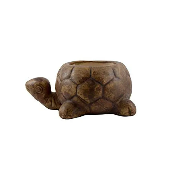 Tortoise_Small_Ceramic_Pots_For_Indoor_Plants,Planters,Flower_Pots,Gamla,Outdoor,Balcony,Home,Garden,Office_Decor,Succulent_Pot(Color:Antique)(L:16_Cm,_W:11.5_Cm,_H:6.5_Cm)