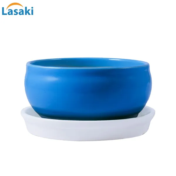 Bowl_With_Tray_Plate_Ceramic_Pots_For_Indoor_Plants,Planters,Flower_Pots,Gamla_For_Indoor,Outdoor,Balcony,Home,Garden,Office_Decor,Succulent_Pot(D:13_Cm,_H:7_Cm)_Cir001