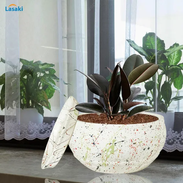 Bowl_Small_Multi_With_Plate_Multi_R4_Ceramic_Pots_For_Indoor_Plants,Planters,Flower,Gamla,Outdoor,Balcony,Home,Garden,Decor,Succulent(Bowl-H-8Cmxd-15Cm,Plate-H-2Xd-13Cm)