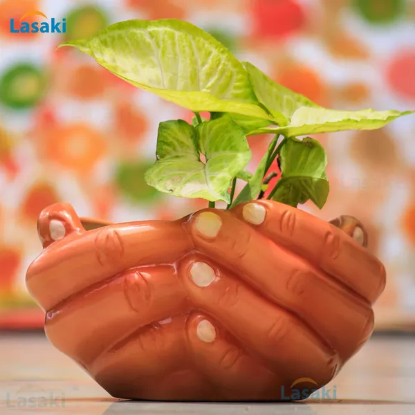 Hand_Ceramic_Flower_Pots_For_Indoor_Plants,Planters,Gamla_For_Outdoor,Balcony,Home,Garden,Office_Decor,Bonsai,Succulent(Handpainted)(L:18_Cm,W:16_Cm,H:9_Cm)
