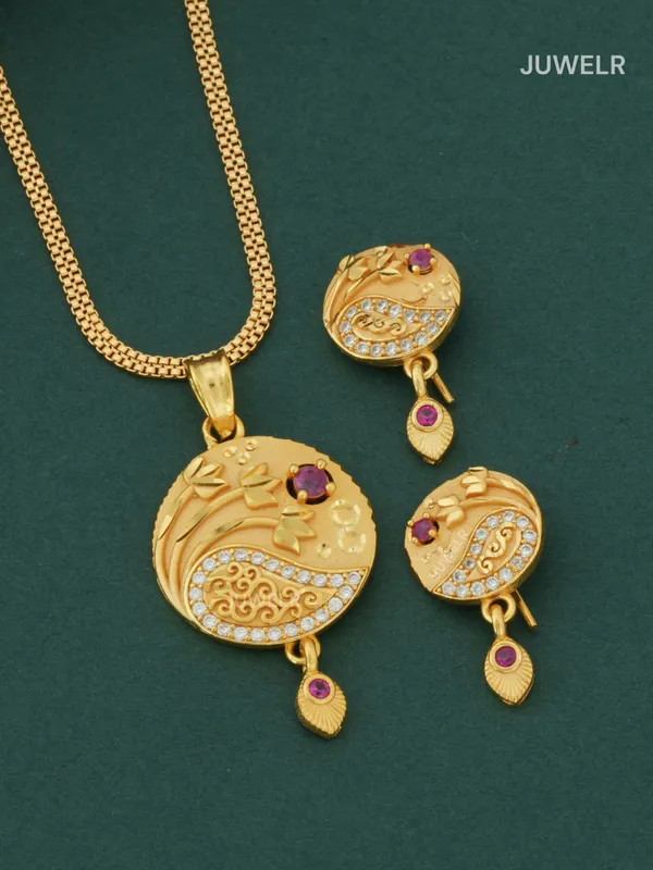 Buy_Pendant_Sets_for_Women_&_Girls_Online_|_Rare_Round-Flower_Pendant_&_Earrings_(1_Set)