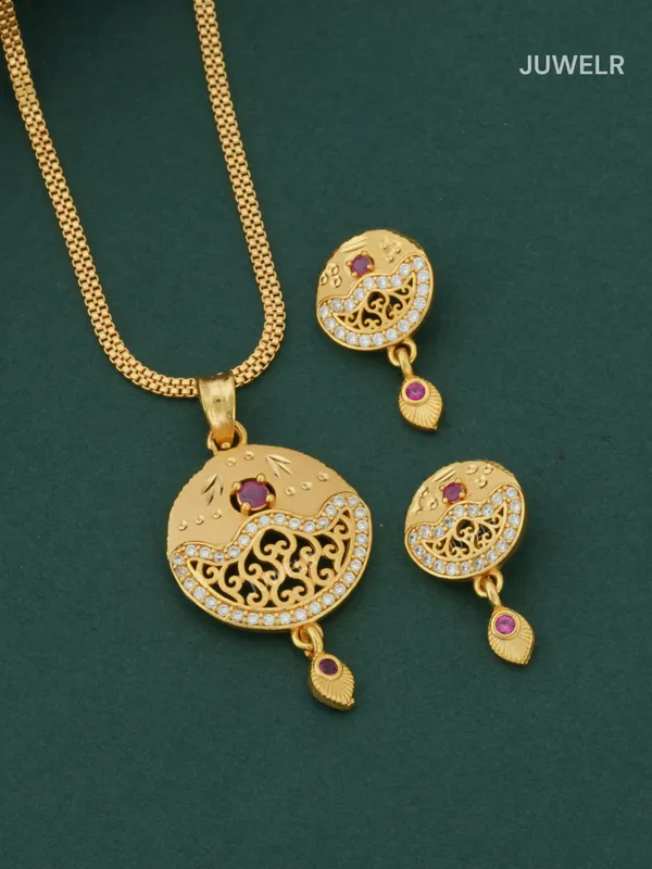 Cute_Pendant_Set_Designs_for_Ladies_|_Grid_AD_Diamond_Pendant_&_Earrings_(1_Set)