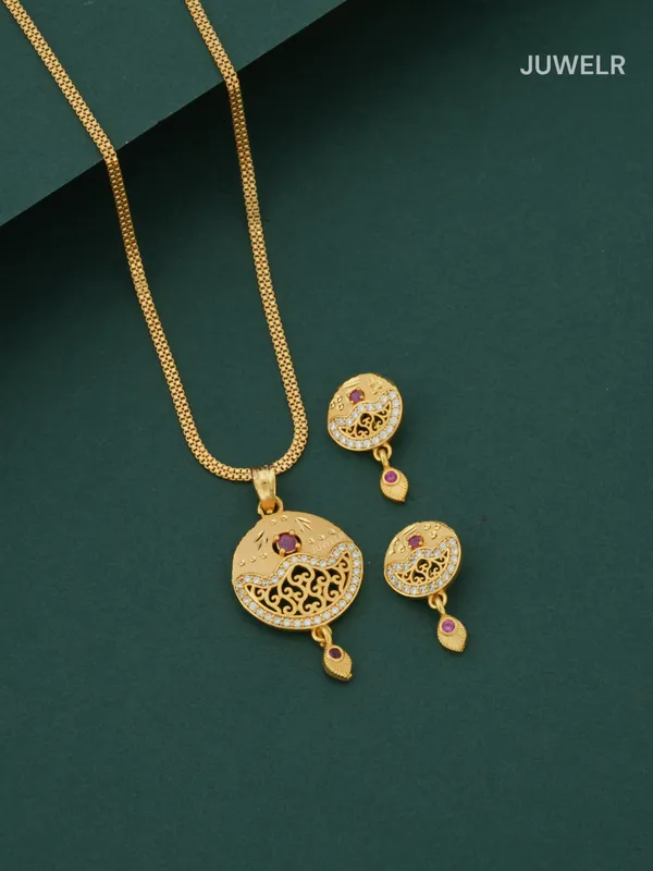 Cute_Pendant_Set_Designs_for_Ladies_|_Grid_AD_Diamond_Pendant_&_Earrings_(1_Set)
