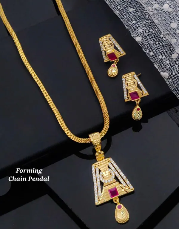 Gold_Pendant_Set_With_Micro_Gold_Plated_With_Earrings