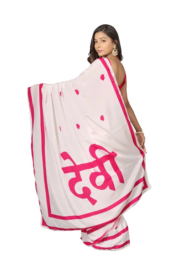 White_&_Pink_Poly_crepe_Devi_Printed_Saree_With_Unstitched_Blouse_Piece