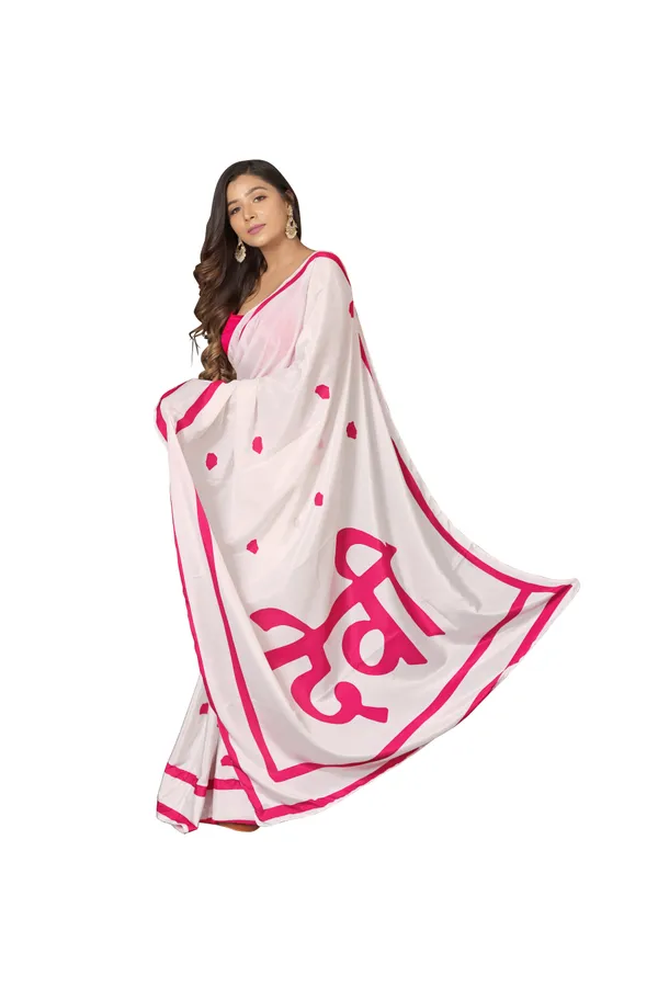 White_&_Pink_Poly_crepe_Devi_Printed_Saree_With_Unstitched_Blouse_Piece