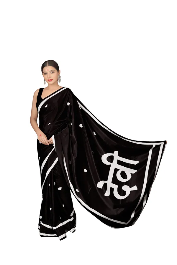 Black_&_White_Poly_crepe_Devi_Printed_Saree_With_Unstitched_Blouse_Piece