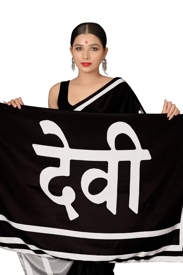 Black_&_White_Poly_crepe_Devi_Printed_Saree_With_Unstitched_Blouse_Piece