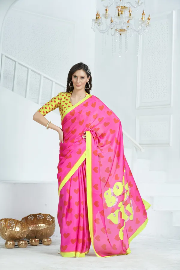 Pink_Poly_crepe_Good_Vibes_Printed_Saree_With_Unstitched_Blouse_Piece