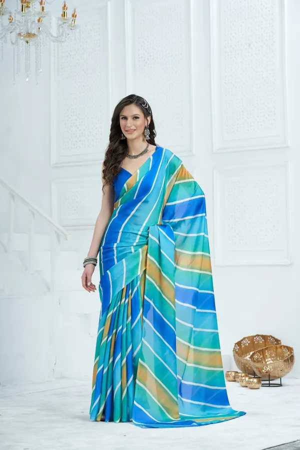 Blue_Satin_Georgette_Lehriya_Printed_Saree_With_Unstitched_Blouse_Piece