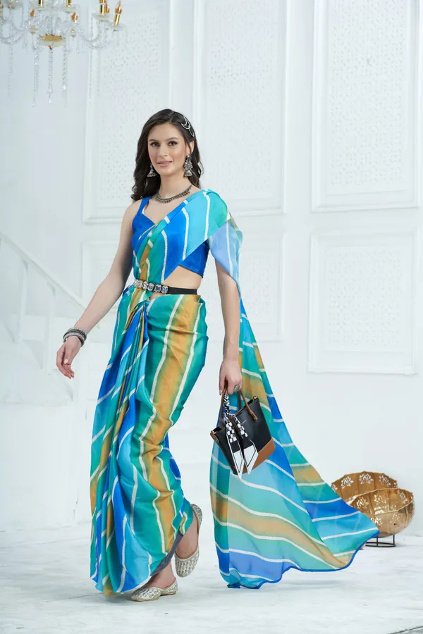 Blue_Satin_Georgette_Lehriya_Printed_Saree_With_Unstitched_Blouse_Piece