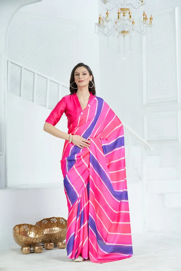 Pink_Satin_Georgette_Lehriya_Printed_Saree_With_Unstitched_Blouse_Piece