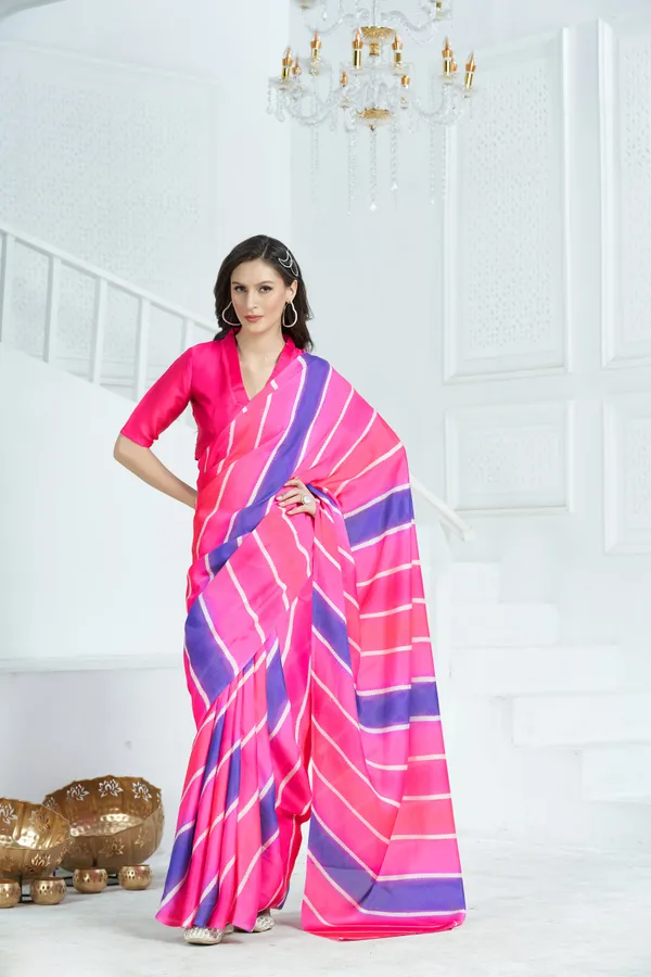 Pink_Satin_Georgette_Lehriya_Printed_Saree_With_Unstitched_Blouse_Piece
