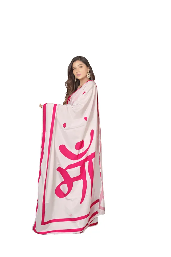 White_&_Pink_Poly_crepe_Maa_Printed_Saree_With_Unstitched_Blouse_Piece