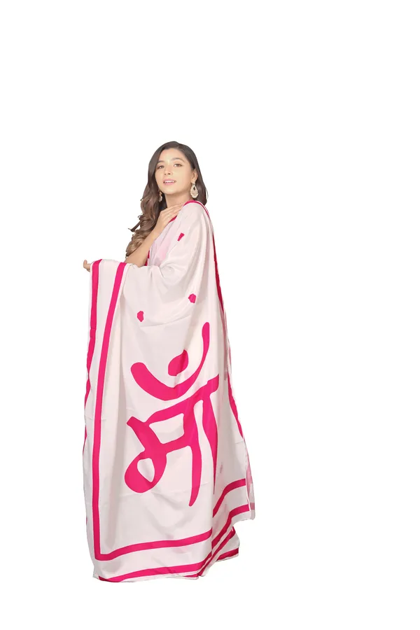 White_&_Pink_Poly_crepe_Maa_Printed_Saree_With_Unstitched_Blouse_Piece
