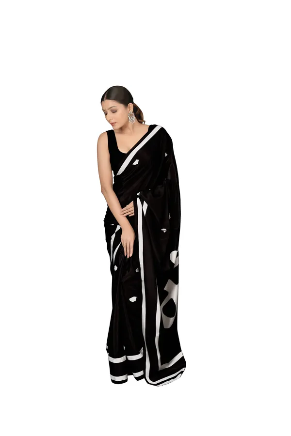 Black_&_White_Poly_crepe_Maa_Printed_Saree_With_Unstitched_Blouse_Piece