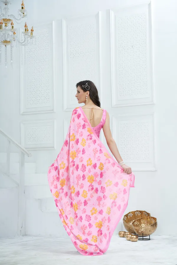 Pink_Satin_Georgette_Floral_Printed_Saree_With_Unstitched_Blouse_Piece