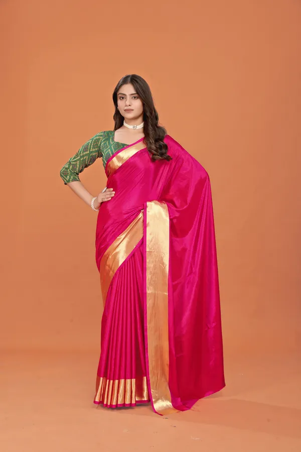 Pink_Chanderi_Silk_Plain_Saree_With_Unstitched_Blouse_Piece