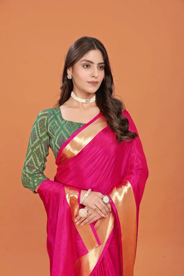 Pink_Chanderi_Silk_Plain_Saree_With_Unstitched_Blouse_Piece