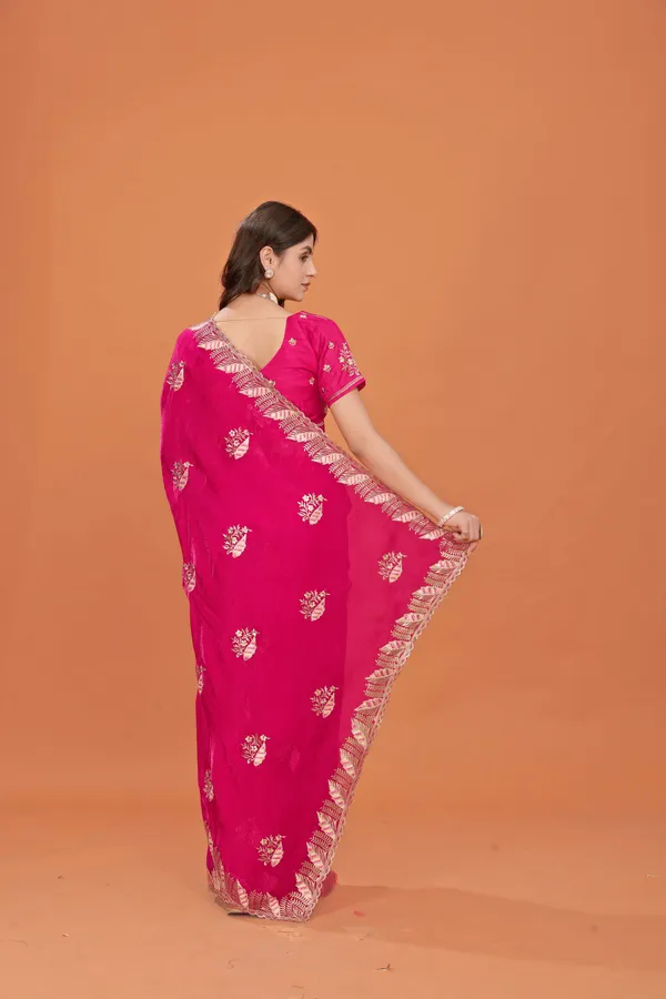 Rani_Pink_Shimmer_Georgette_Embroidered_Saree_With_Unstitched_Blouse_Piece