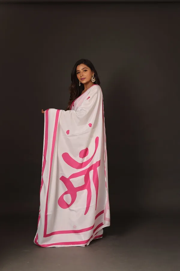White_And_Pink_Poly_crepe_Maa_Printed_Saree_With_Unstitched_Blouse_Piece