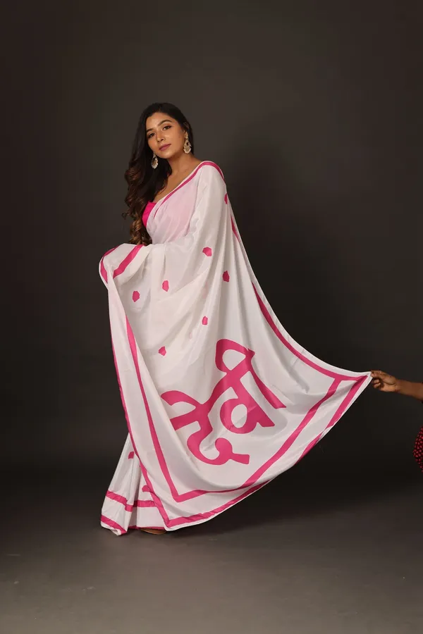 White_And_Pink_Poly_Crepe_Devi_Printed_Saree_With_Unstitched_Blouse_Piece
