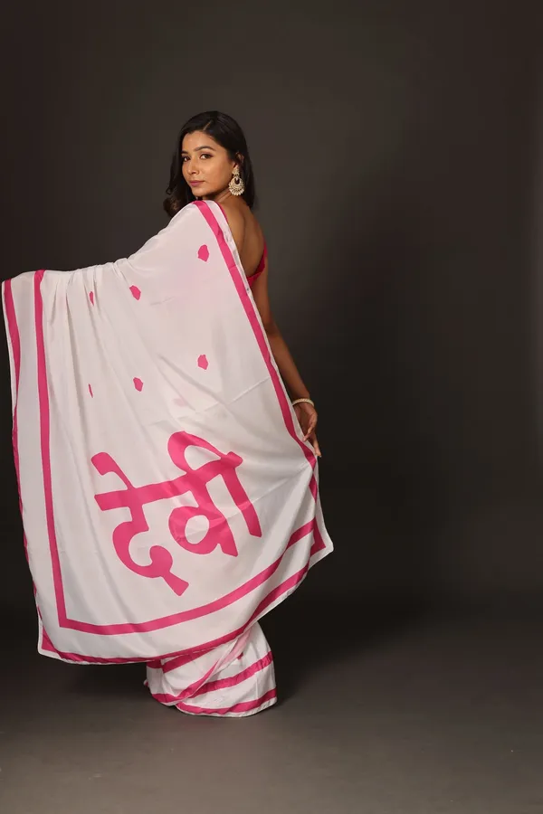 White_And_Pink_Poly_Crepe_Devi_Printed_Saree_With_Unstitched_Blouse_Piece