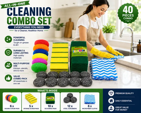 40_Pieces_Kitchen_Cleaning_Combo_Pack_|_6_Round_Scrub_Pads,_5_Sponge_Scrub_Pads,_10_Green_Scouring_Pads,_12_Steel_Scrubbers_&_6_Microfiber_Cleaning_Cloths_|_Multipurpose_Dishwashing_&_Household_Cleaning_Kit