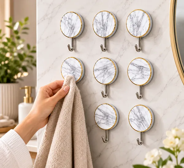 9_Pcs_Self_Adhesive_Wall_Hooks_for_Home_&_Bathroom,_Marble_Design_Heavy_Duty_Sticky_Hooks,_Waterproof_No_Drill_Wall_Hangers,_Strong_Adhesive_Key_Holder,_Towel_Hook,_Kitchen_&_Bedroom_Organizer_(Up_to_2_Kg_Capacity)