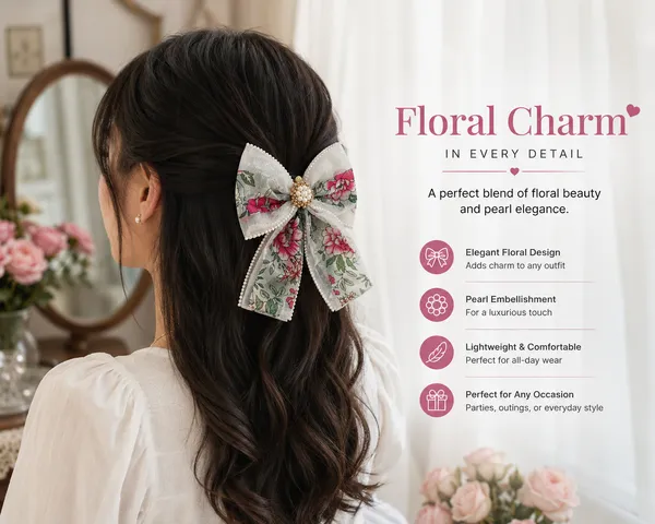Floral_Pearl_Hair_Bow_Clip_for_Girls_&_Women_|_Elegant_Flower_Printed_Net_Bow_Hair_Accessory_with_Pearl_Center_|_Stylish_Alligator_Hair_Clip_for_Party,_Wedding,_Birthday,_Casual_Wear_|_White