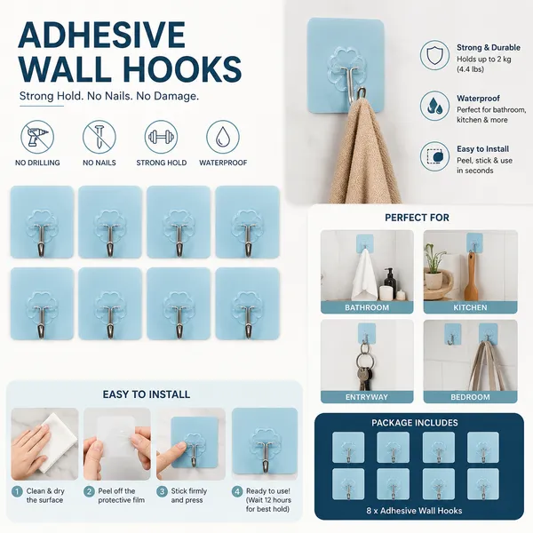 Pack_of_8_Self_Adhesive_Wall_Hooks_for_Bathroom_&_Kitchen_|_Heavy_Duty_Waterproof_Sticky_Hooks_|_No_Drill_Wall_Hangers_for_Towels,_Keys,_Clothes,_Utensils_|_Strong_Hold_Up_to_2_Kg_|_Transparent_Metal_Hook