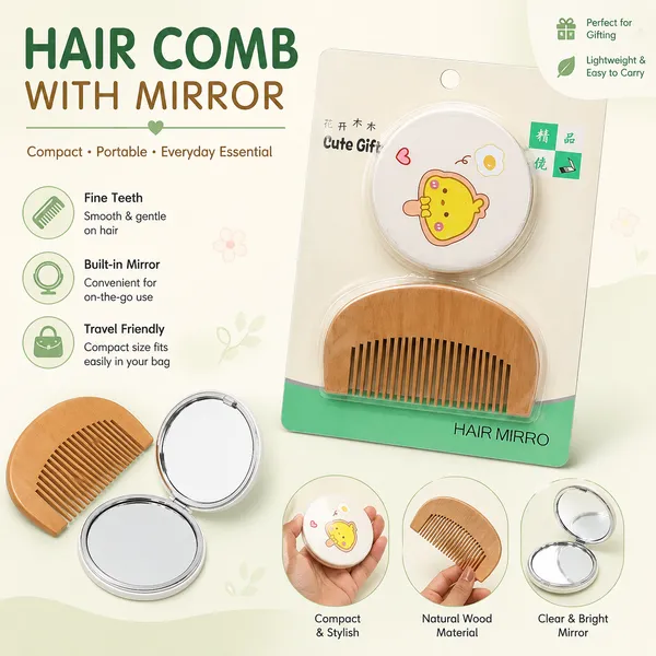 Portable_Hair_Comb_with_Mirror_Set_|_Compact_Pocket_Mirror_&_Wooden_Comb_Combo_|_Travel_Friendly_Grooming_Kit_for_Women,_Girls_&_Kids_|_Cute_Cartoon_Design_Hair_Care_Accessories