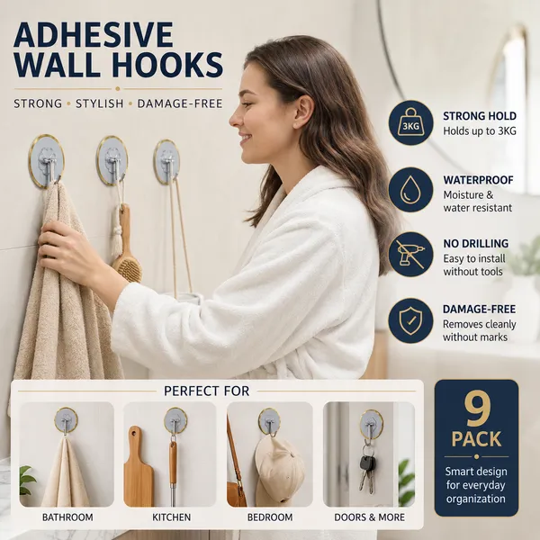 9_Pcs_Self_Adhesive_Wall_Hooks_for_Home_&_Kitchen_|_Heavy_Duty_Waterproof_Transparent_Hooks_|_No_Drill_Damage-Free_Sticky_Hooks_|_Wall_Mounted_Utility_Hanger_for_Bathroom,_Kitchen,_Bedroom_&_Office_(Up_to_2_KG_Load)