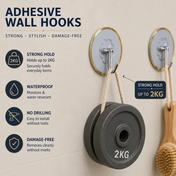 9_Pcs_Self_Adhesive_Wall_Hooks_for_Home_&_Kitchen_|_Heavy_Duty_Waterproof_Transparent_Hooks_|_No_Drill_Damage-Free_Sticky_Hooks_|_Wall_Mounted_Utility_Hanger_for_Bathroom,_Kitchen,_Bedroom_&_Office_(Up_to_2_KG_Load)