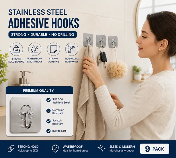 Pack_of_9_Stainless_Steel_Self_Adhesive_Wall_Hooks_|_Heavy_Duty_Waterproof_Sticky_Hooks_for_Kitchen,_Bathroom,_Bedroom_&_Office_|_No_Drill_Wall_Mount_Hooks_|_Rustproof_Multipurpose_Hanging_Hooks_|_Holds_Up_to_2_KG