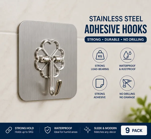 Pack_of_9_Stainless_Steel_Self_Adhesive_Wall_Hooks_|_Heavy_Duty_Waterproof_Sticky_Hooks_for_Kitchen,_Bathroom,_Bedroom_&_Office_|_No_Drill_Wall_Mount_Hooks_|_Rustproof_Multipurpose_Hanging_Hooks_|_Holds_Up_to_2_KG