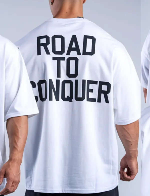 White_GSM_220_Fashionable_Oversized_Round_Neck_Printed_T-Shirt_For_Men