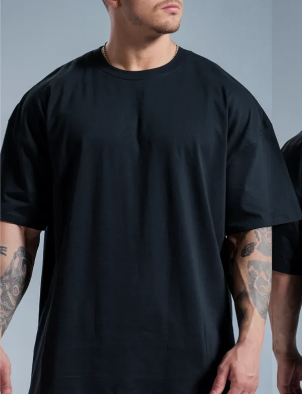 Black_GSM_220_Fashionable_Oversized_Round_Neck_Printed_T-Shirt_For_Men