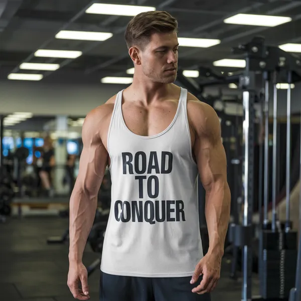 White_GSM_220_Stylish_Printed_Gym_Vest_For_Men