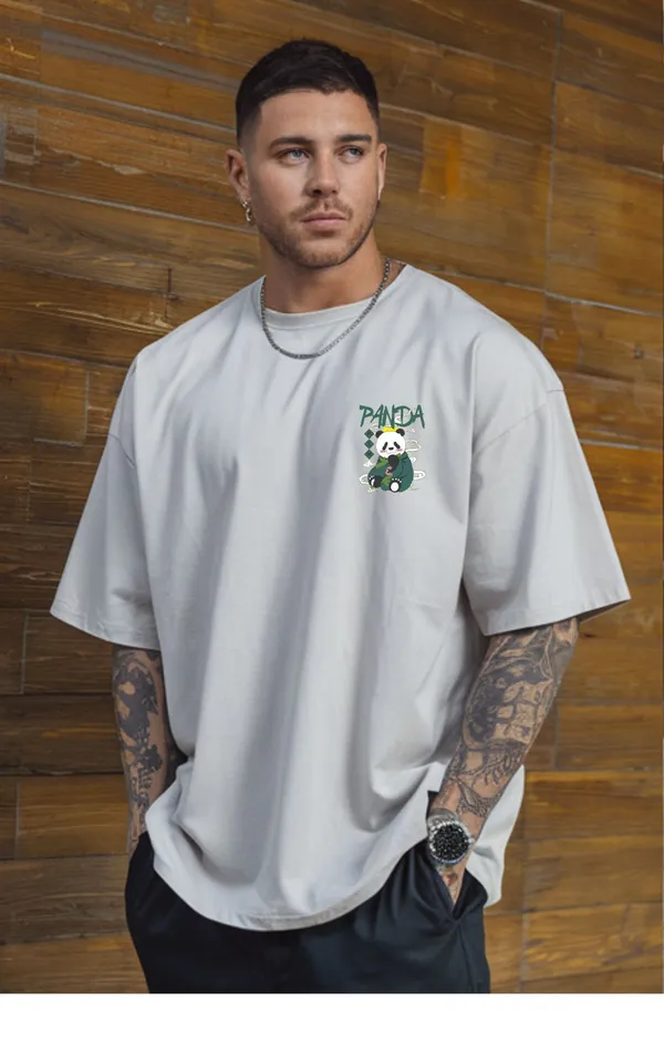 White_GSM_220_Fashionable_Oversized_Round_Neck_Printed_T-Shirt_For_Men
