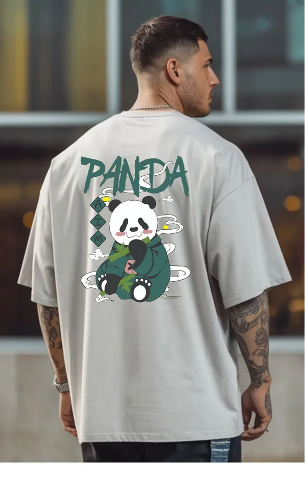 White_GSM_220_Fashionable_Oversized_Round_Neck_Printed_T-Shirt_For_Men