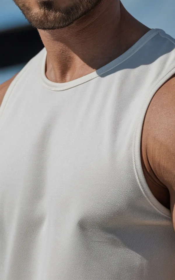 White_GSM_220_Stylish_Gym_Vest_Plain_For_Men