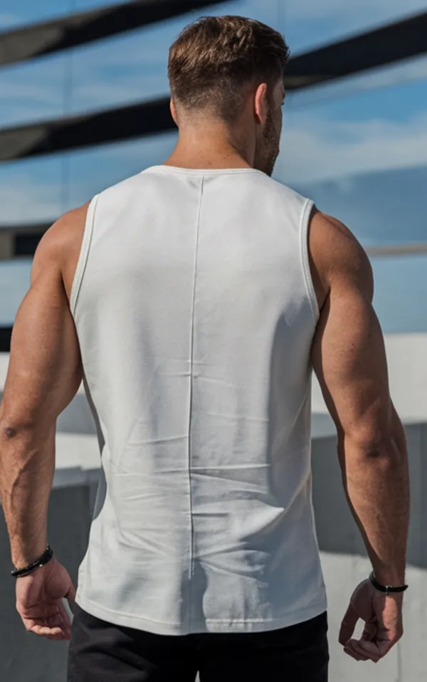 White_GSM_220_Stylish_Gym_Vest_Plain_For_Men