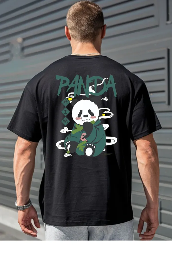 Black_GSM_220_Fashionable_Oversized_Round_Neck_Printed_T-Shirt_For_Men